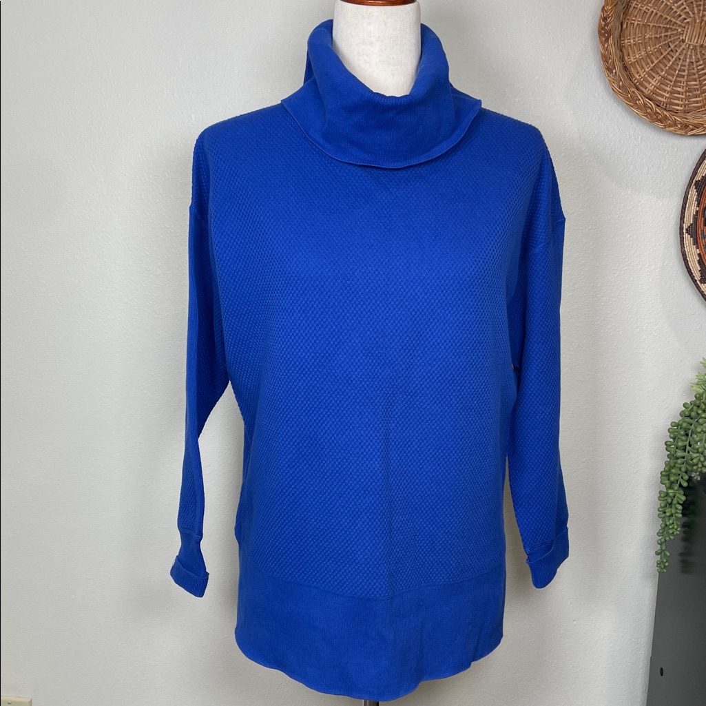 New Tribal Reversible Sw Sweater Cowl Neck Waffle Stitch Pullover Size Large